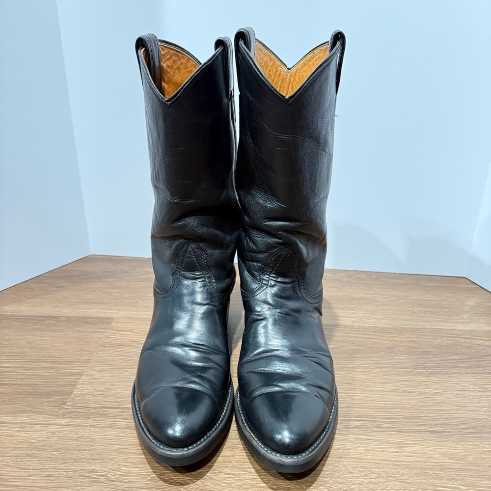 Nocona Black Leather Western cowboy Boots size 9 1/2 - Picture 4 of 13